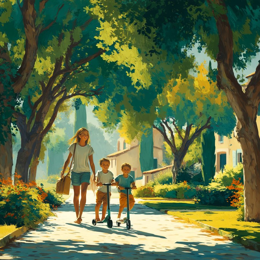 At Alex's: scooting through the park